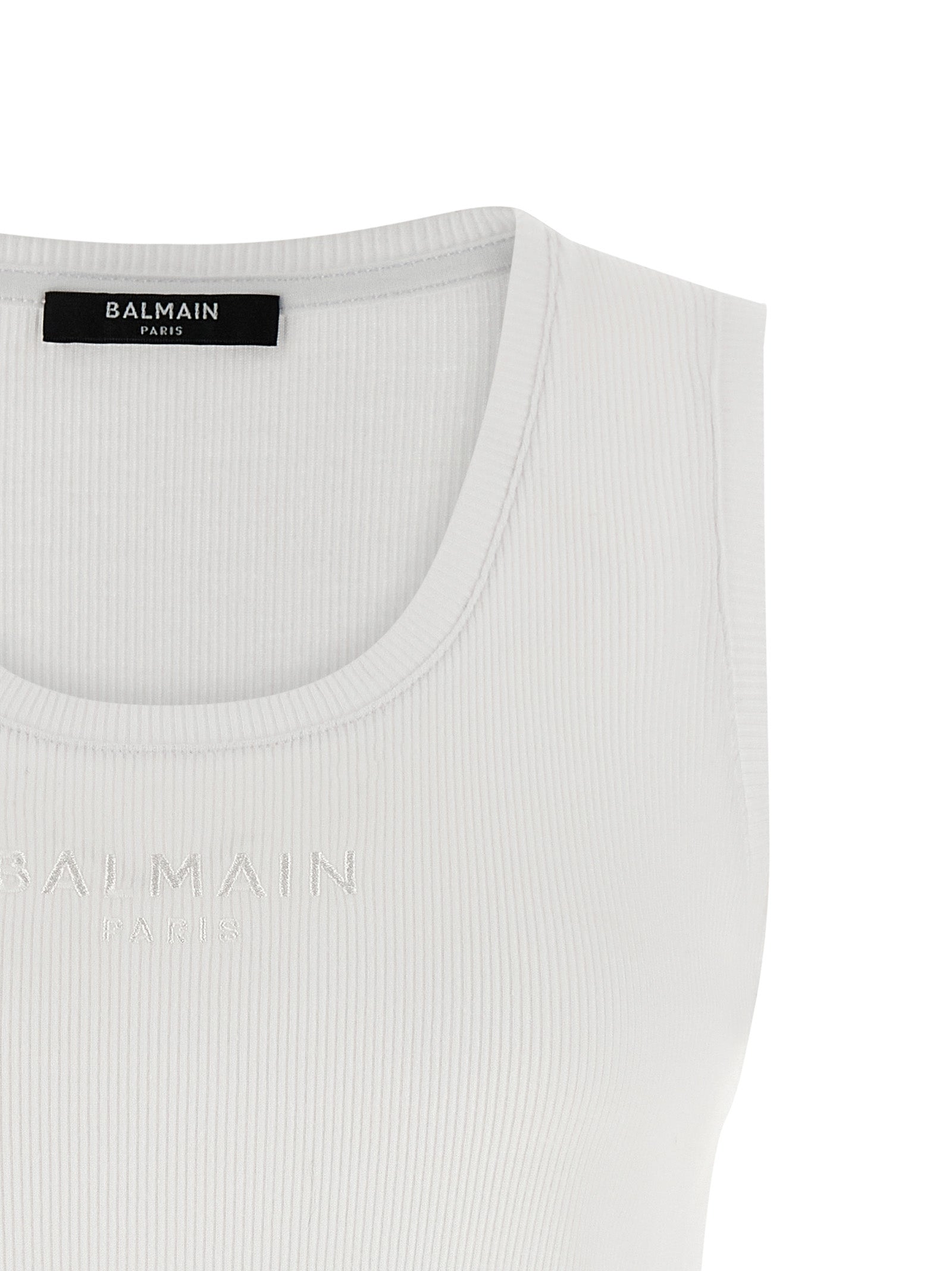 Balmain 100% cotton tank top in white — view 3