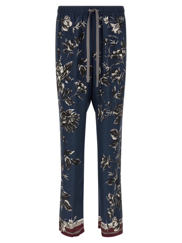 Dolce & Gabbana 100% silk trousers in blue
