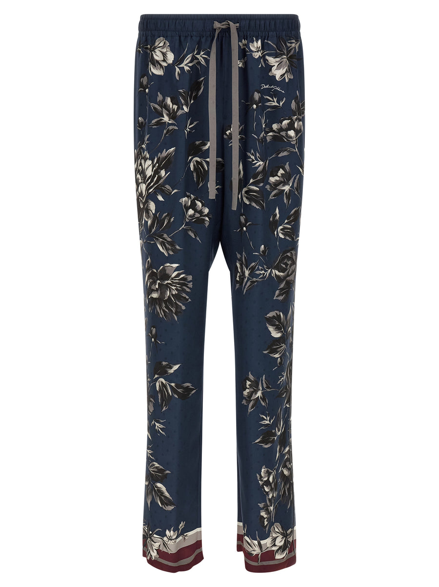 Dolce & Gabbana 100% silk trousers in blue