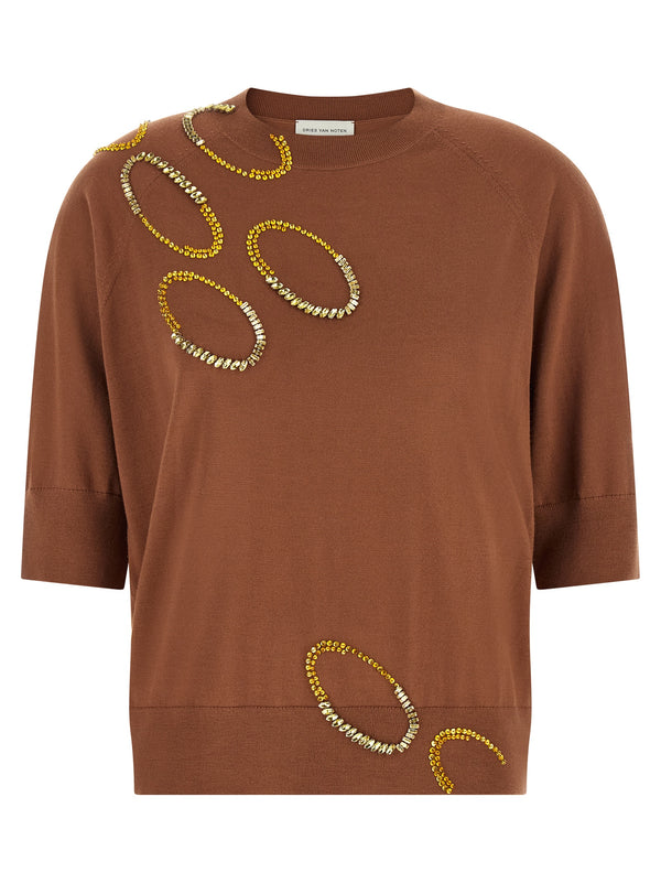 Dries Van Noten 100% merino wool sweatshirt in brown