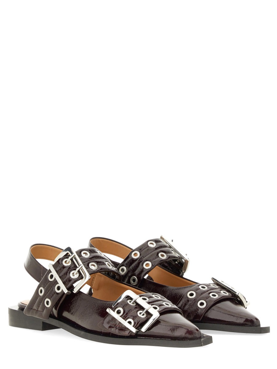 Ballet Flats With Buckle Bordeaux Recycled Polyester