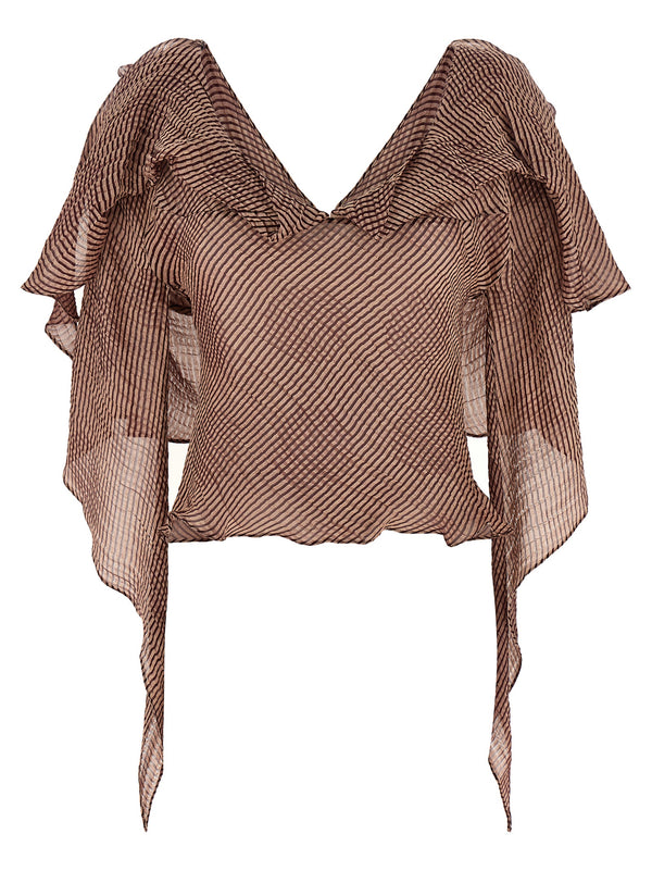 Kiko Kostadinov 76% linen blouse in bordeaux