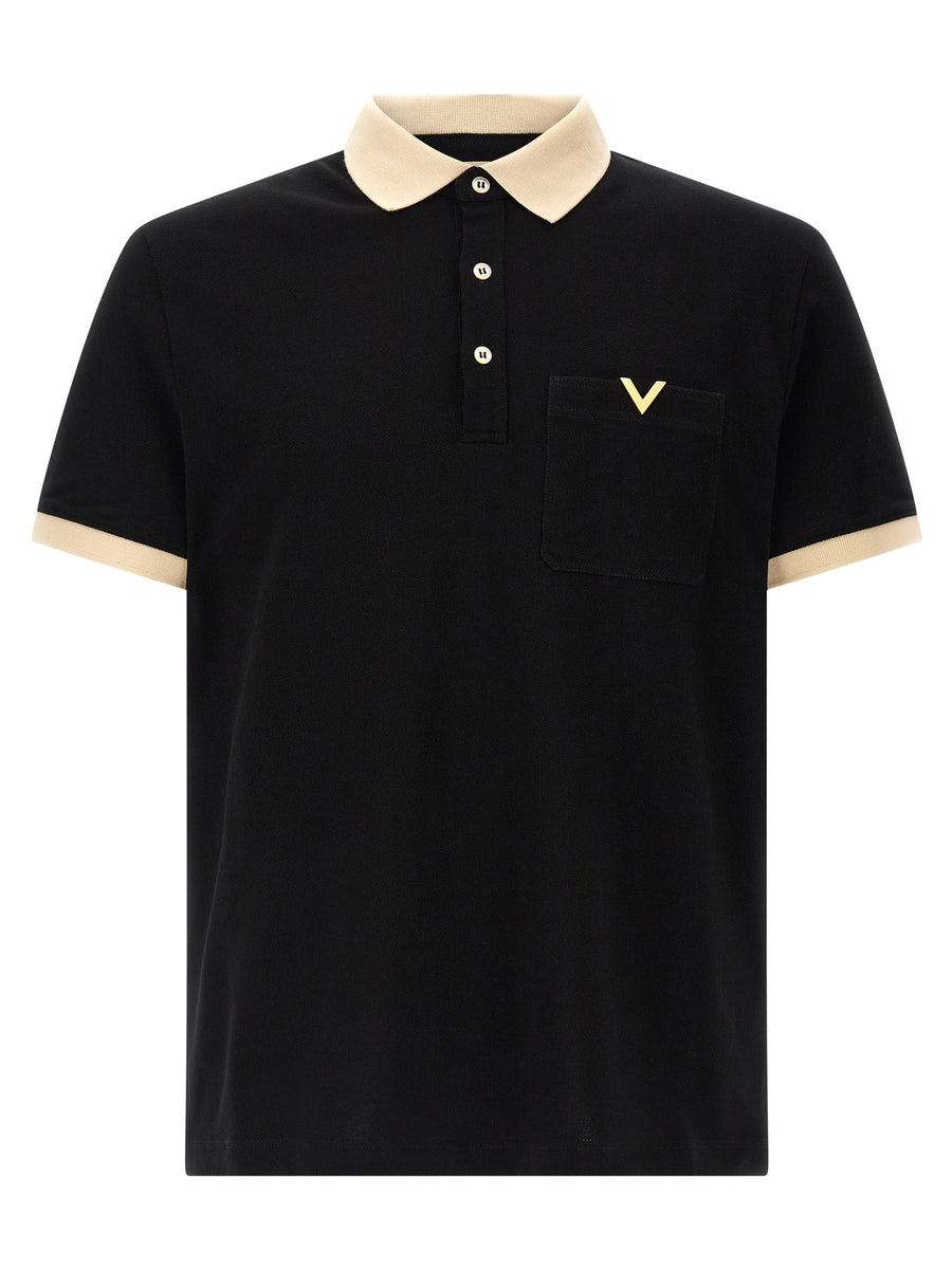 Valentino Garavani 100% cotton polo in black