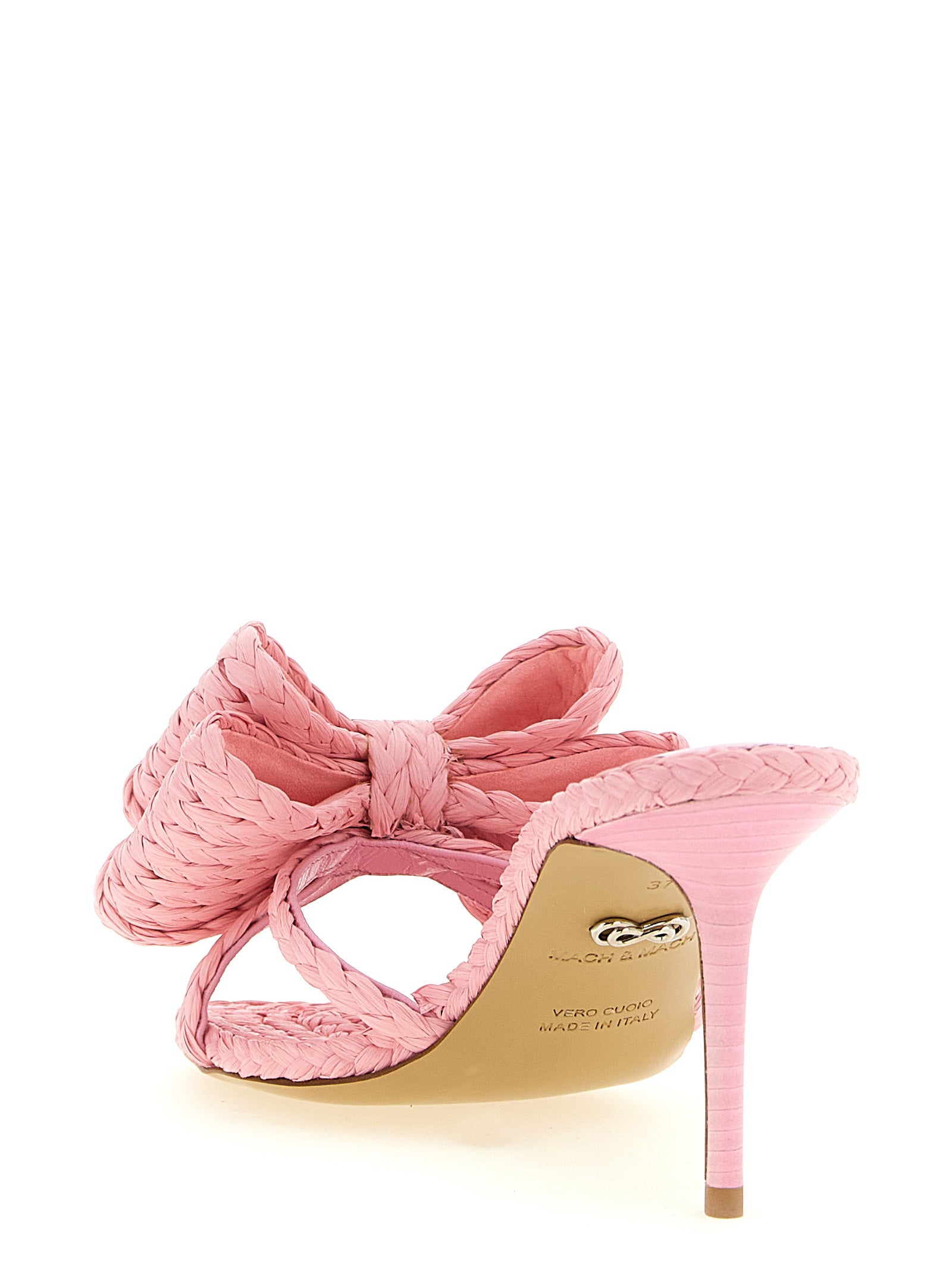 Mach & Mach 100% Raffia heel mule in pink — view 3