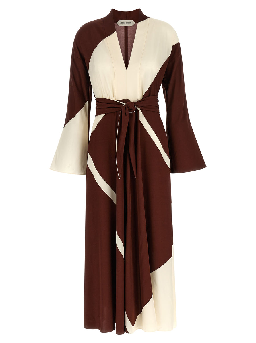 Alberta Ferretti 100% viscose twill dress in bordeaux