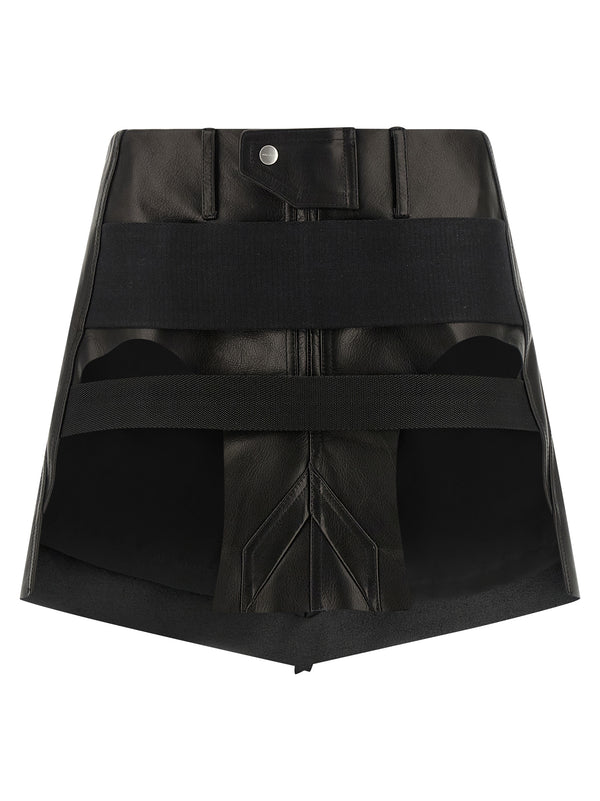 Rick Owens 100% calfskin leather skirt in black