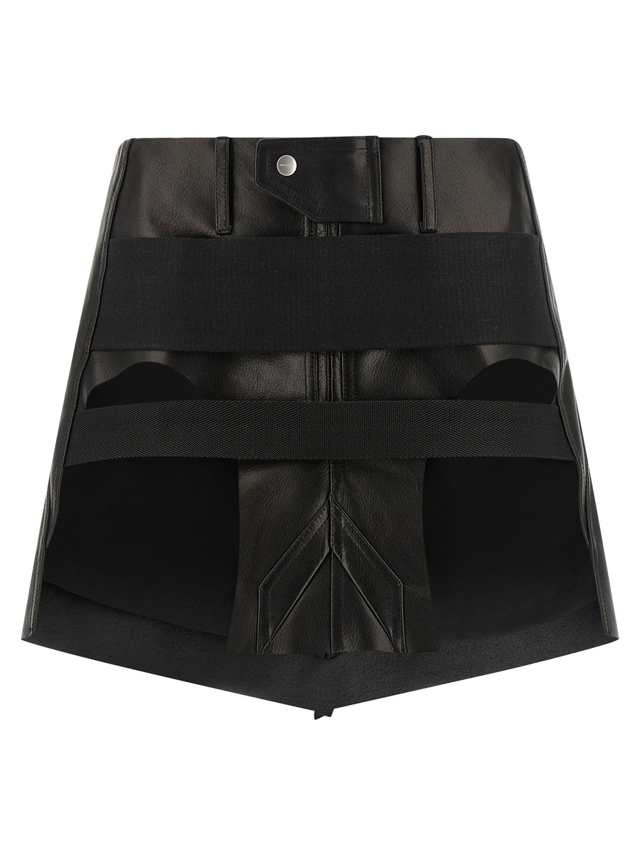 Rick Owens 100% calfskin leather skirt in black