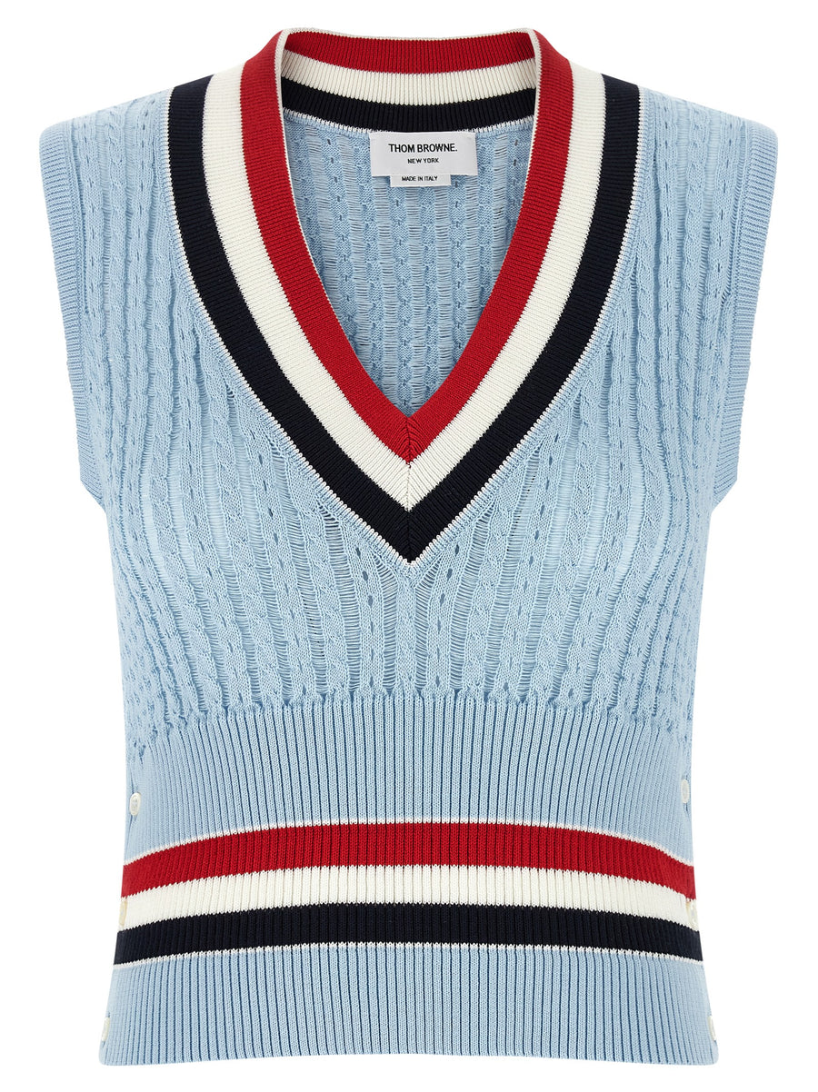 Thom Browne 100% cotton tank top in blue