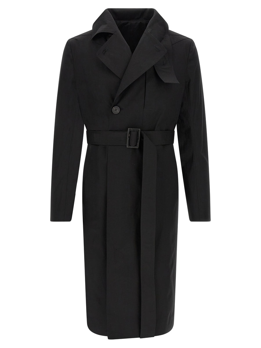 Rick Owens 97% cotton trench coat in black