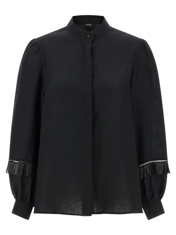 Kiton 100% Linen blouse in black