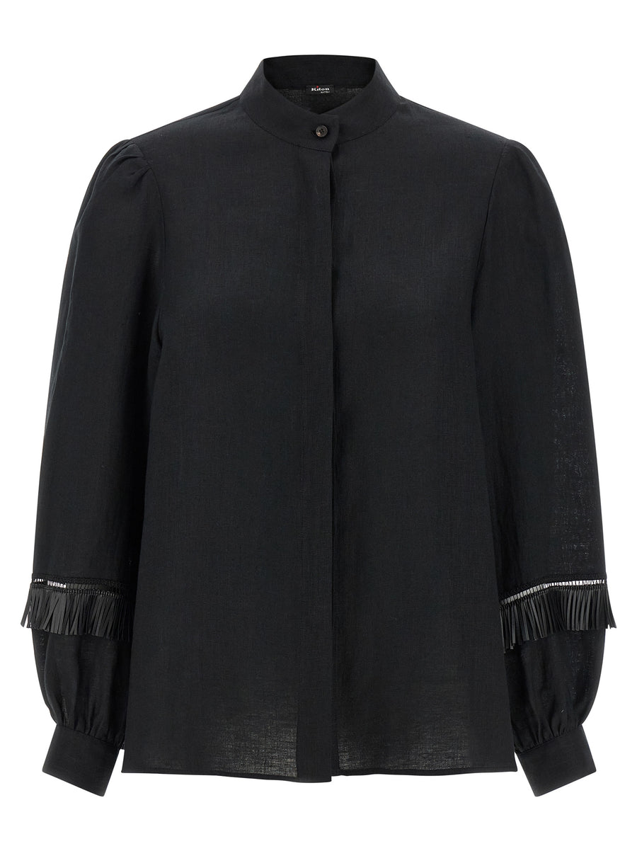 Kiton 100% Linen blouse in black