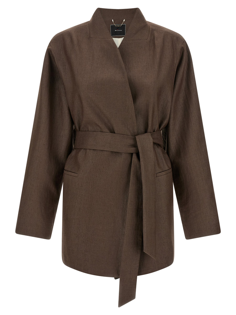 Kiton 55% polyamide blazer in brown