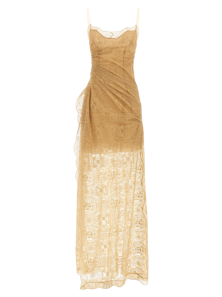 Ermanno Scervino 90% Polyester dress in beige
