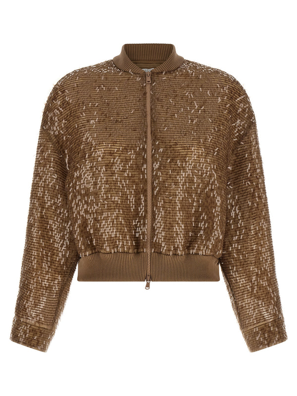 Brunello Cucinelli 100% Silk cardigan in brown
