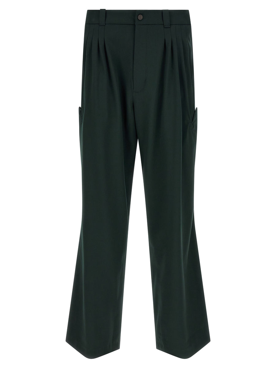 Kiko Kostadinov 97% virgin wool trousers in green