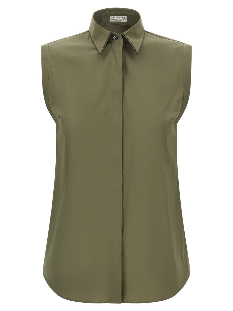 Brunello Cucinelli 72% cotton blouse in green