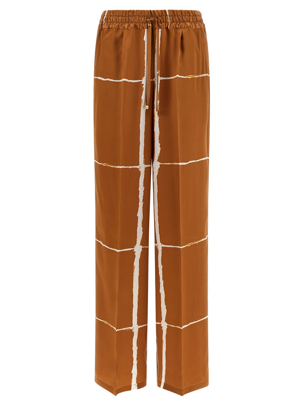 Kiton 100% silk trousers in brown