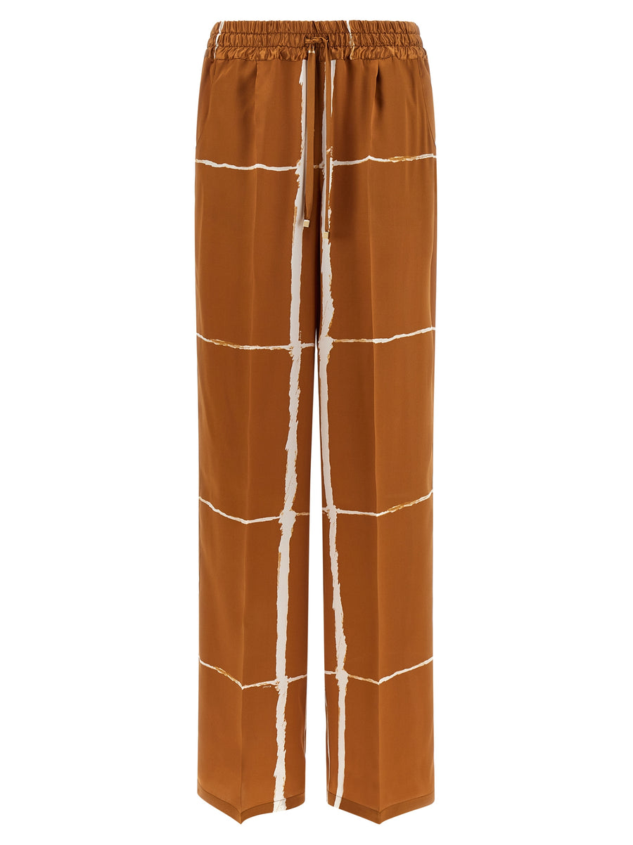 Kiton 100% silk trousers in brown