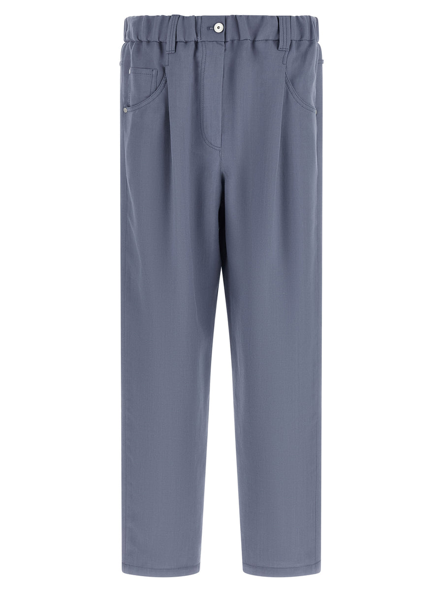 Brunello Cucinelli 72% viscose trousers in blue