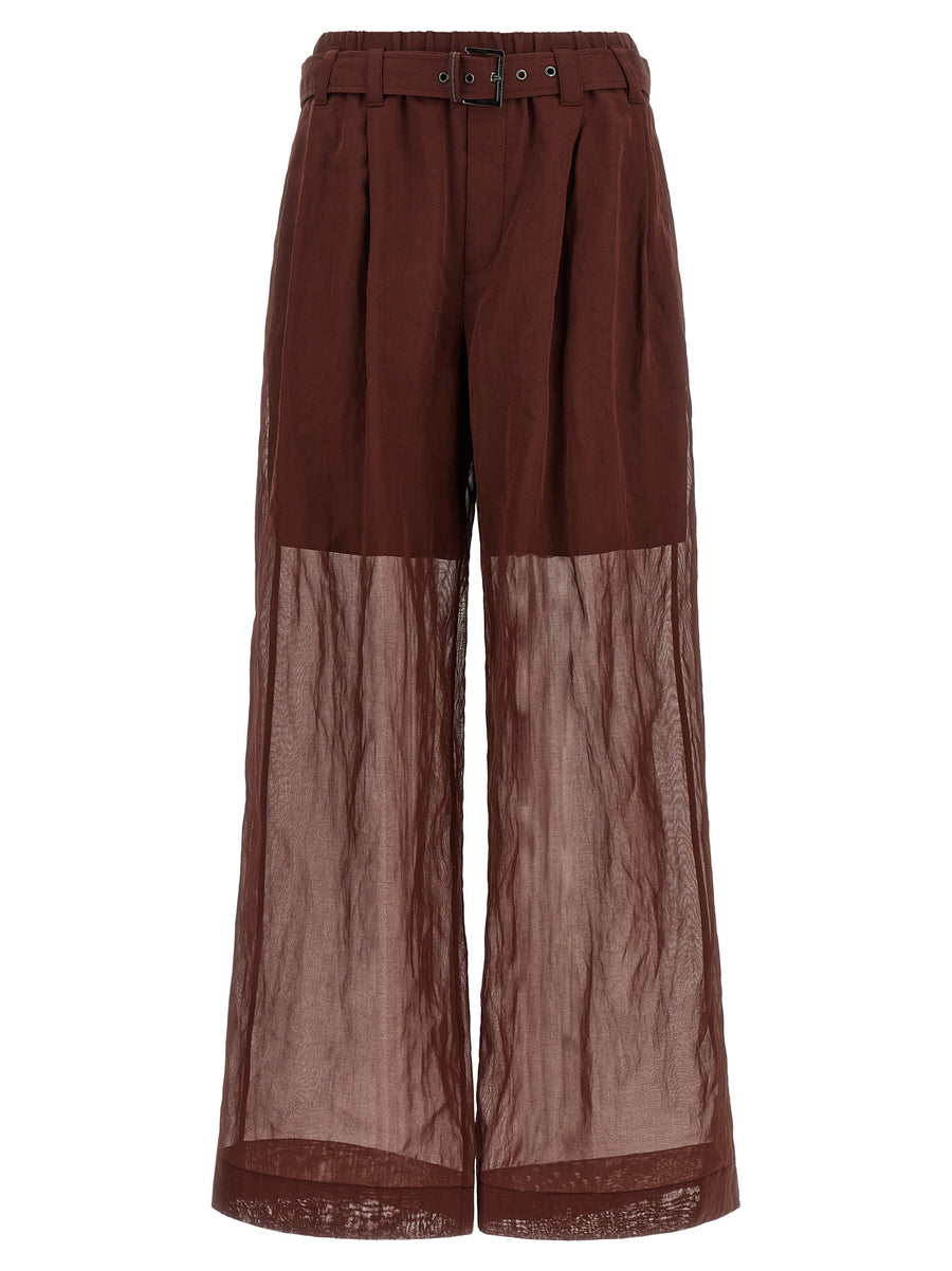 Brunello Cucinelli 100% cotton trousers in bordeaux