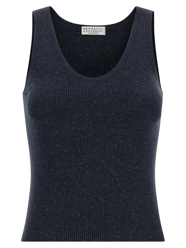 Brunello Cucinelli 46% Cashmere tank top in blue