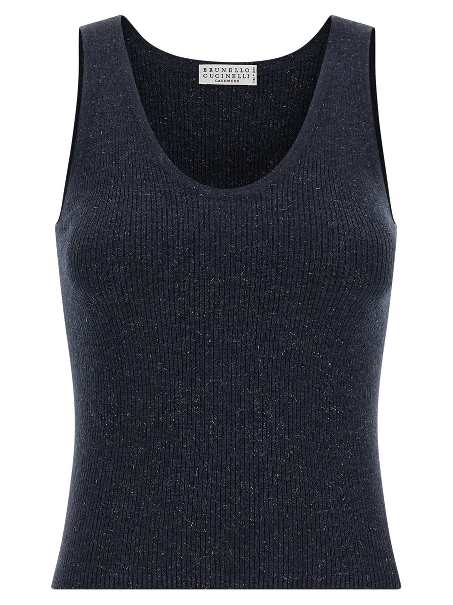 Brunello Cucinelli 46% Cashmere tank top in blue