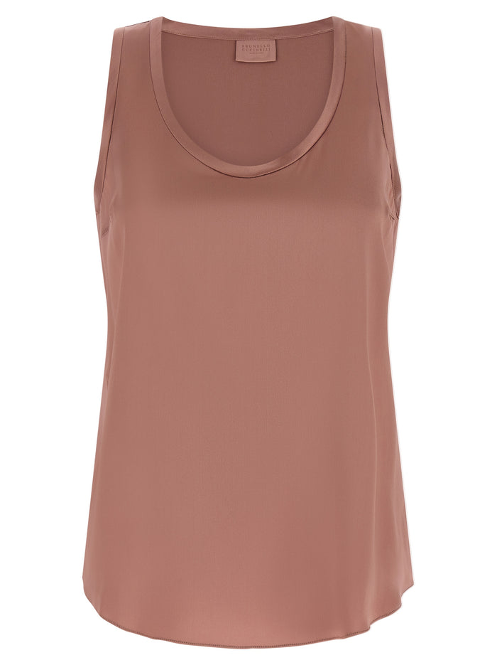 Brunello Cucinelli 96% silk tank top in pink