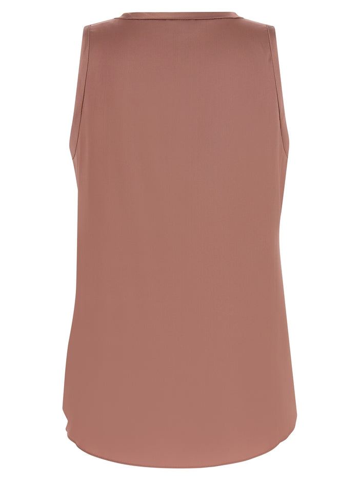 Brunello Cucinelli 96% silk tank top in pink — view 2