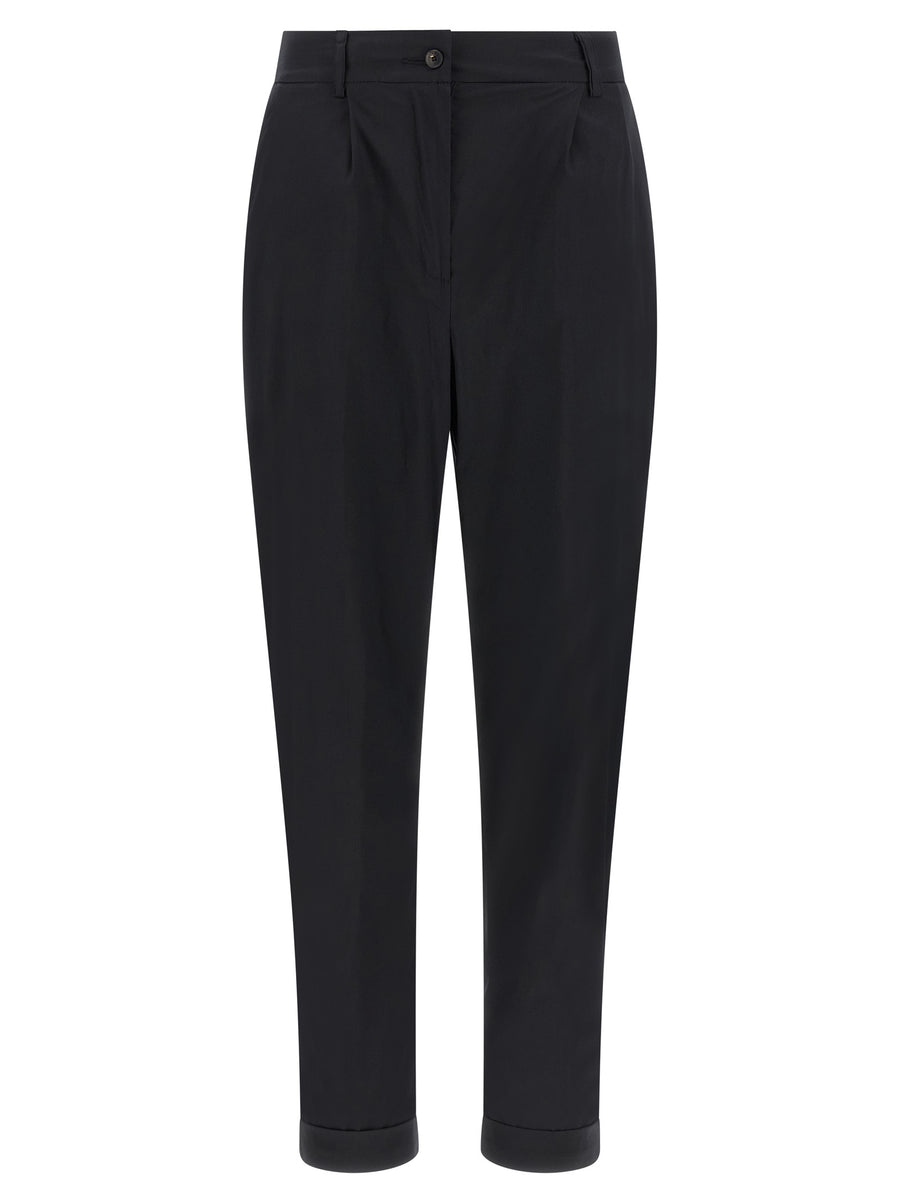 Kiton 78% cotton trousers in black