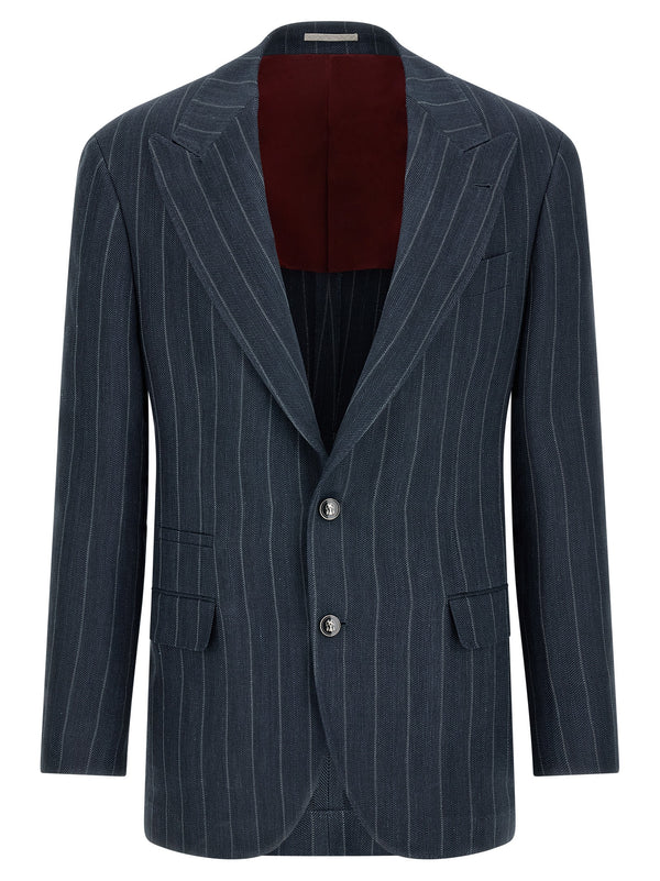 Brunello Cucinelli 55% hemp blazer in blue