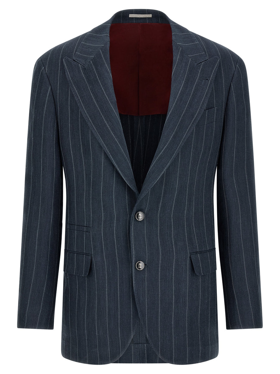Brunello Cucinelli 55% hemp blazer in blue