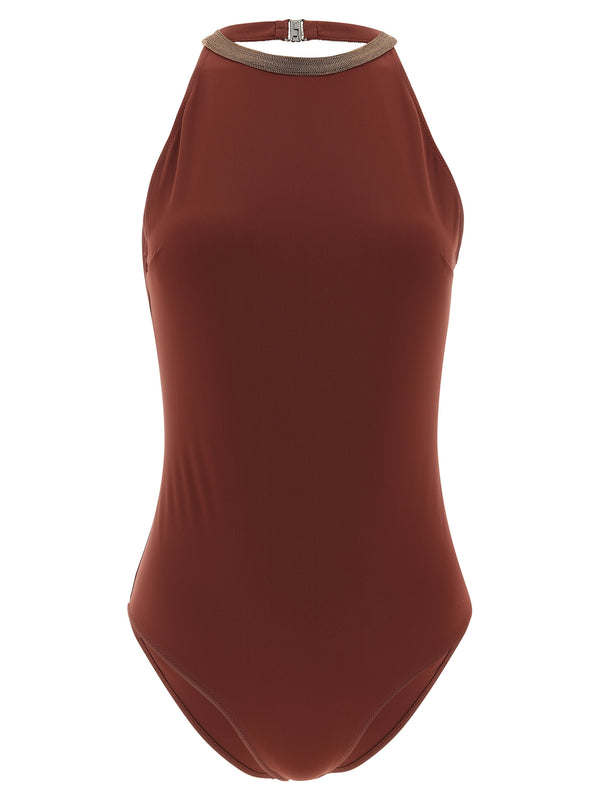 Brunello Cucinelli 75% Polyamide one-piece swimsuit in red