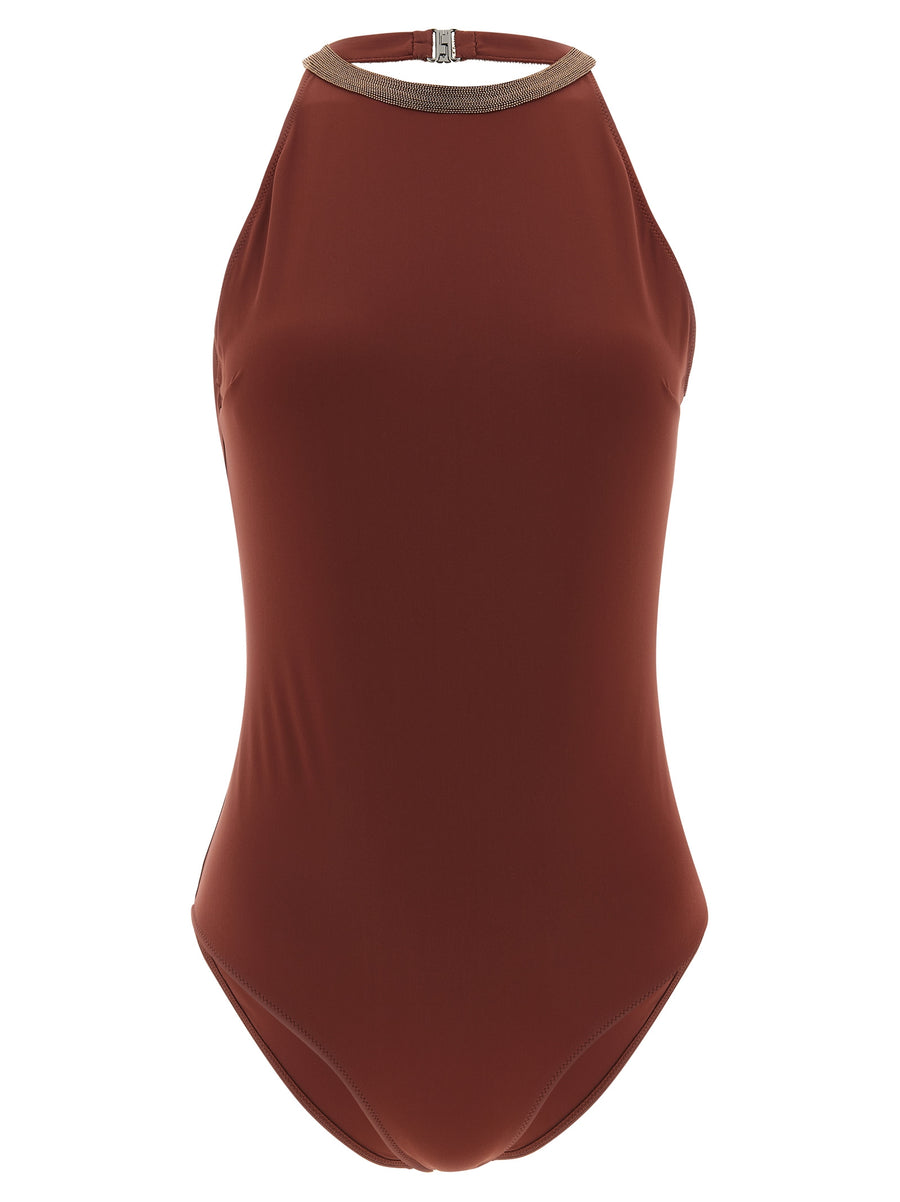 Brunello Cucinelli 75% Polyamide one-piece swimsuit in red