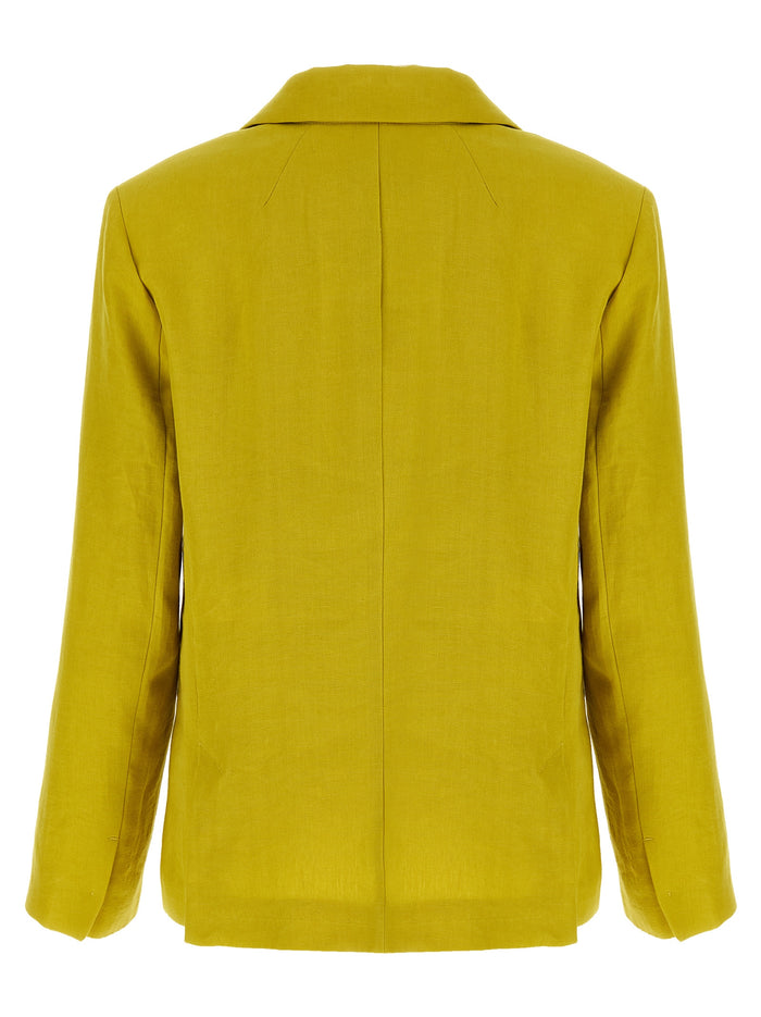 'S Max Mara 100% linen blazer in yellow — view 2