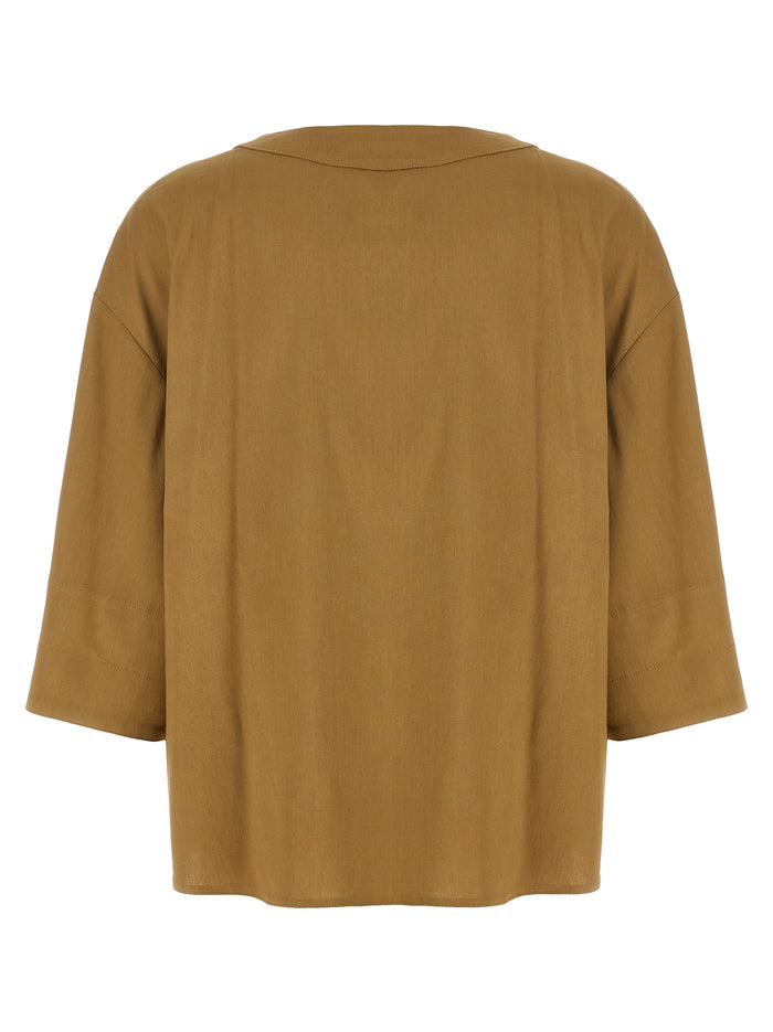 Max Mara 62% Linen blouse in beige — view 2