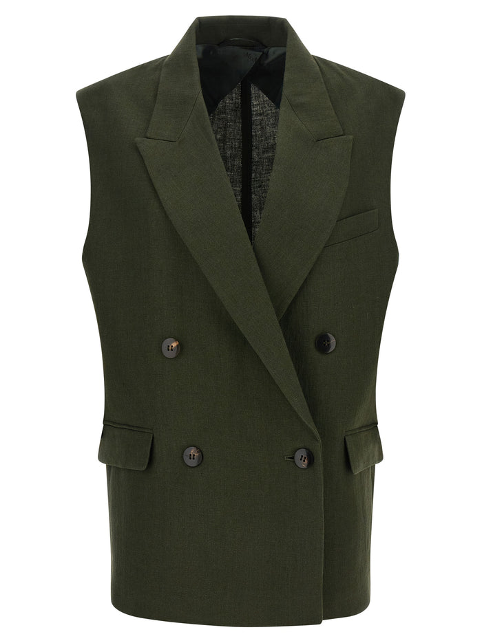 Max Mara 100% linen vest in green
