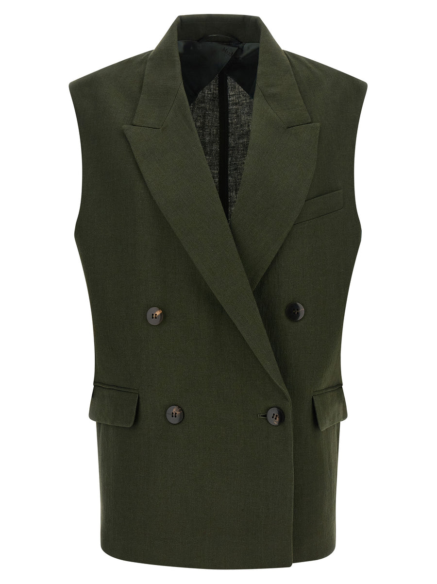 Max Mara 100% linen vest in green