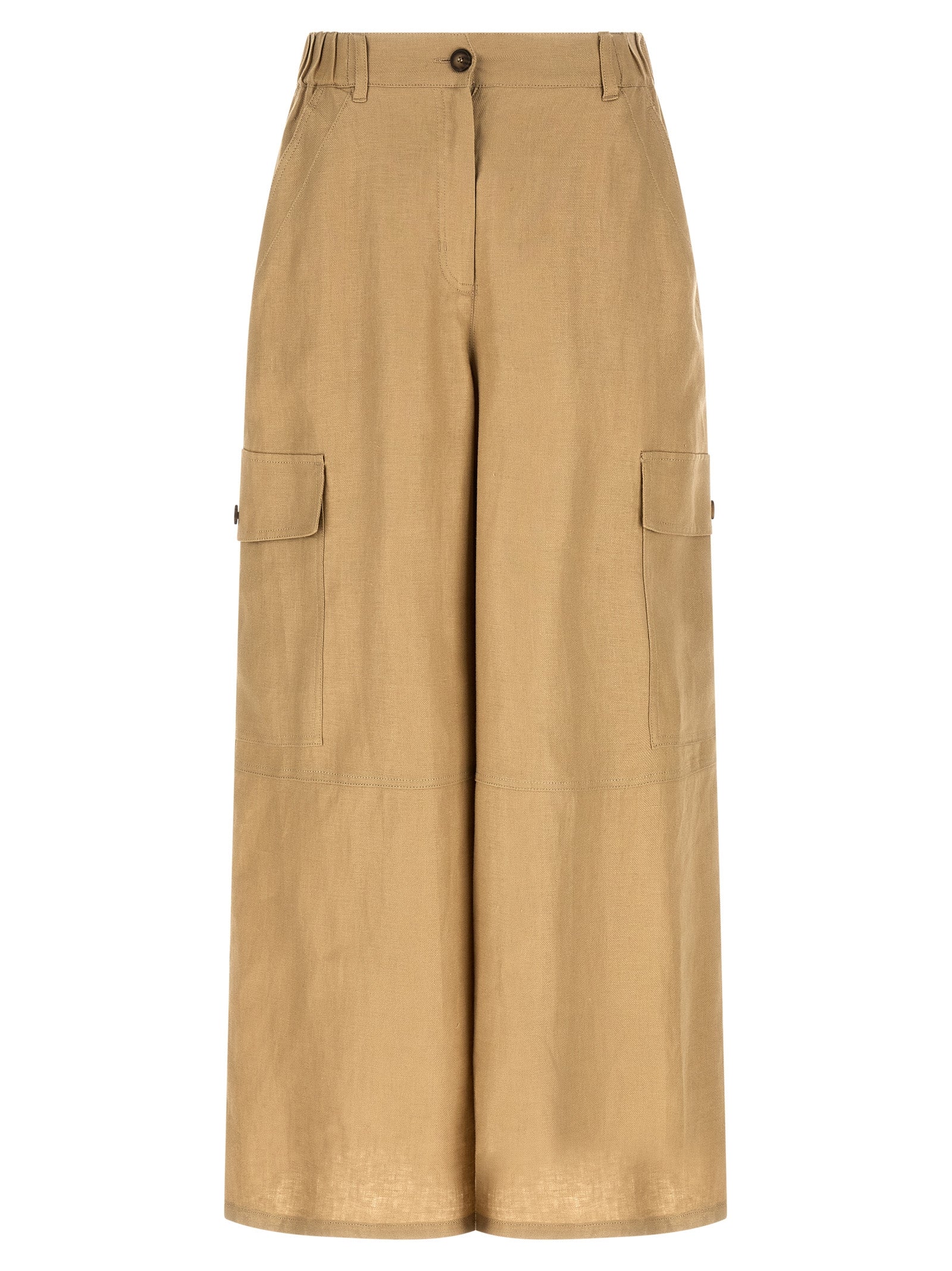 Max Mara 100% Linen cargo pants in beige