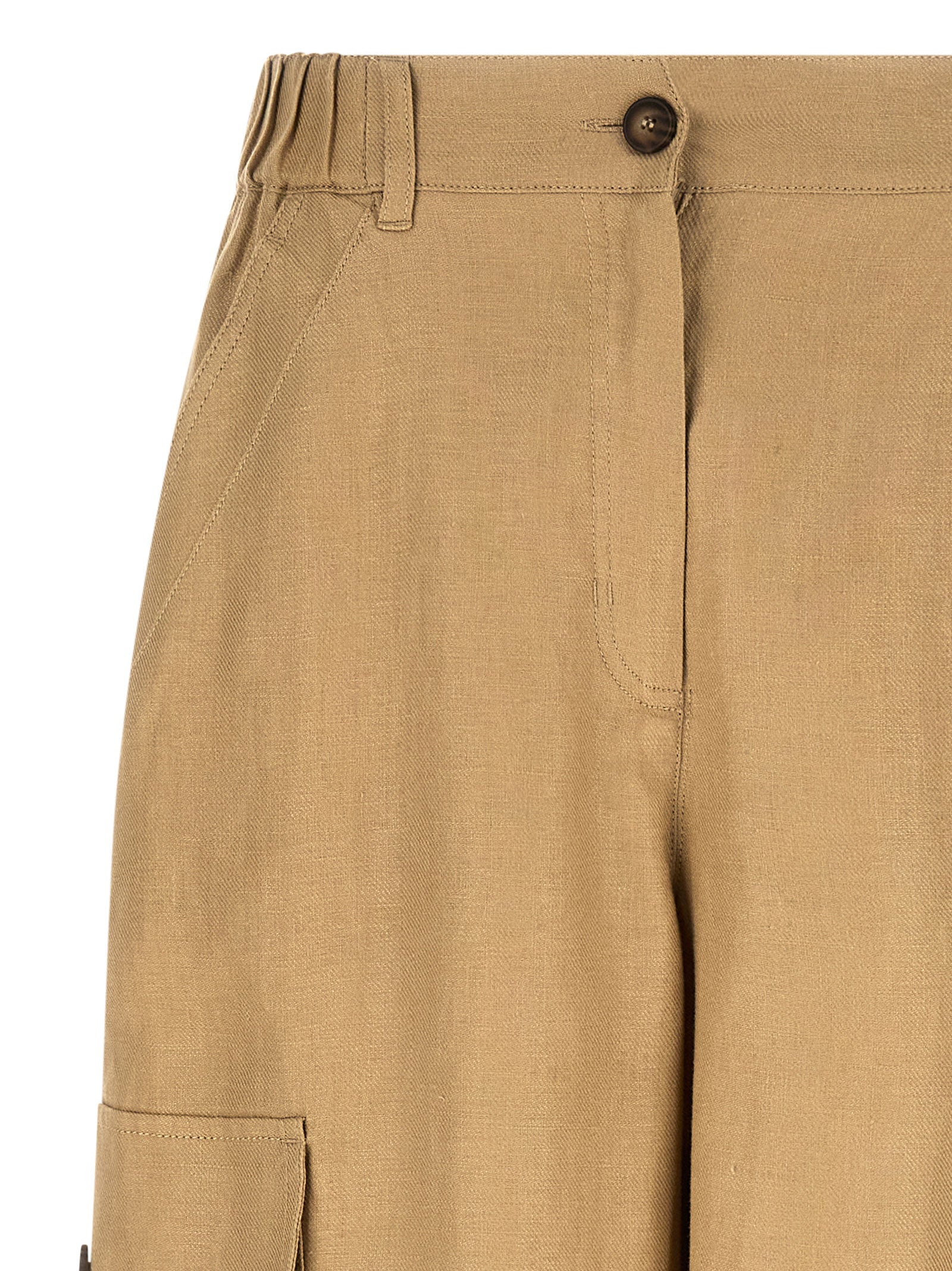 Max Mara 100% Linen cargo pants in beige — view 3