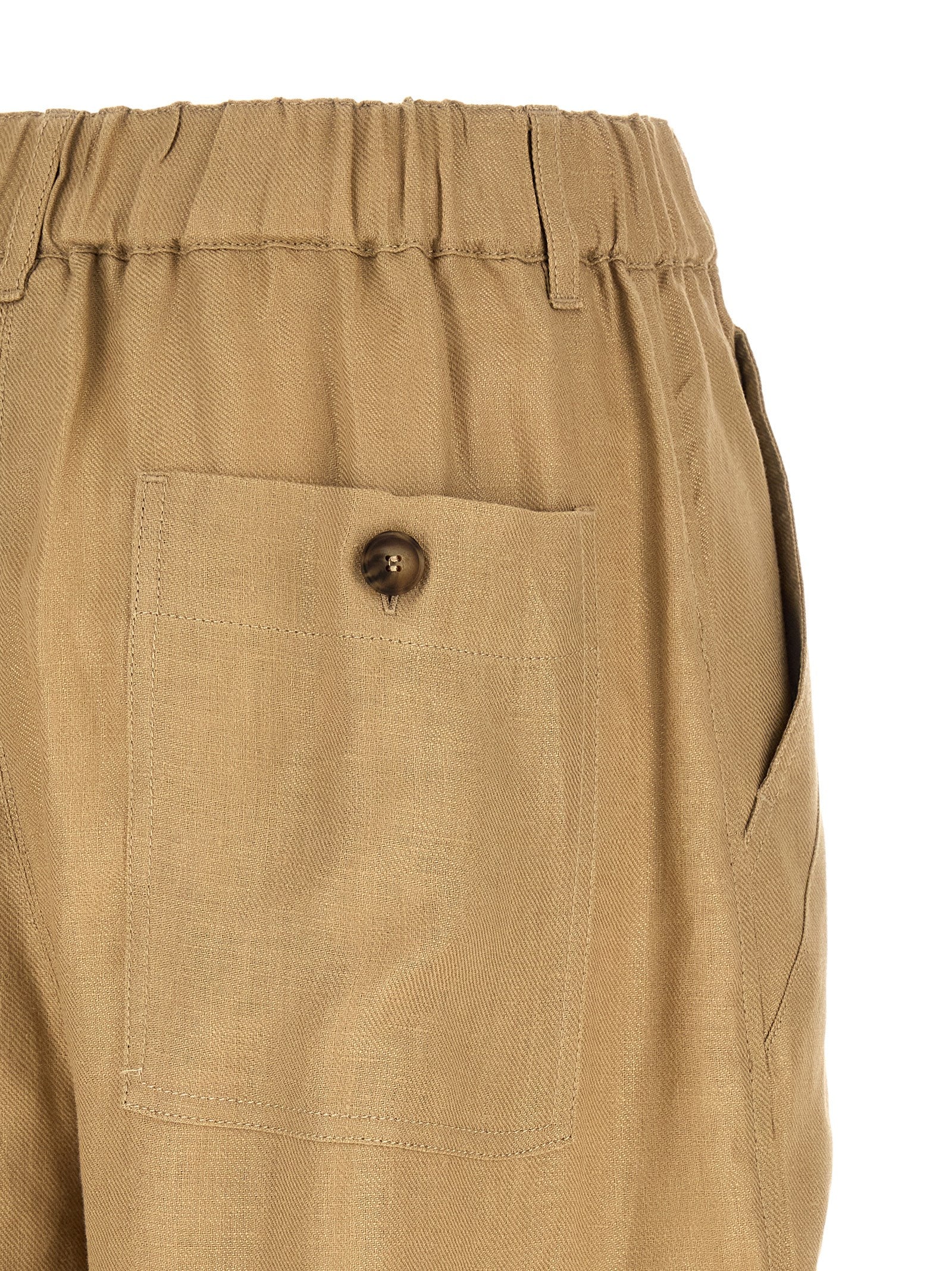 Max Mara 100% Linen cargo pants in beige — view 4