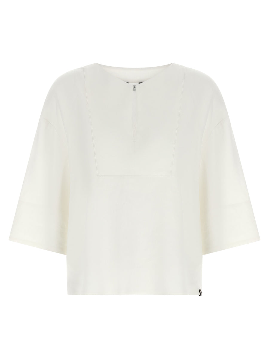 Max Mara 62% Linen blouse in white