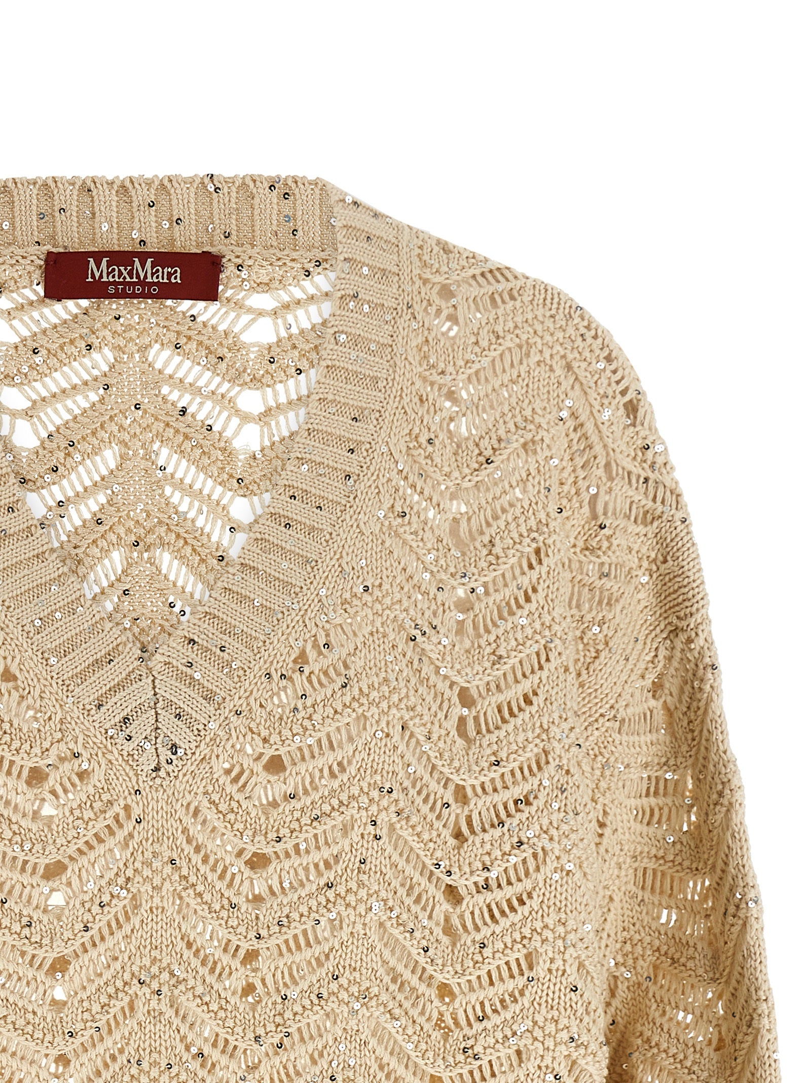 Max Mara 100% Cotton sweater in beige — view 3