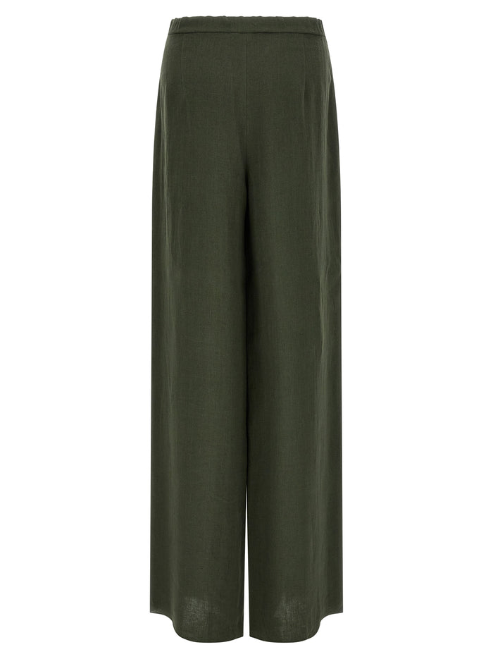 Max Mara 100% linen trousers in green — view 2