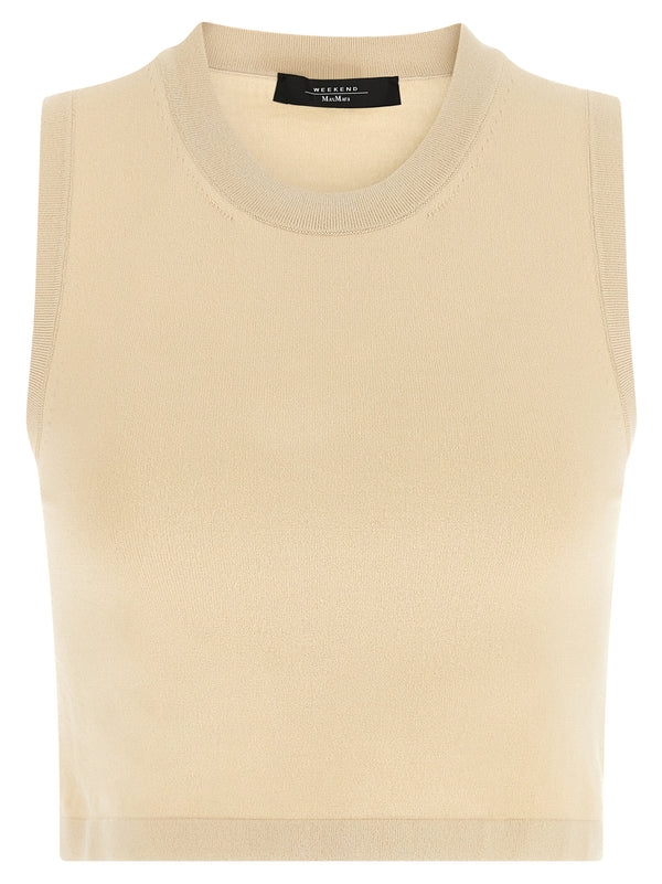Max Mara 70% viscose tank top in beige