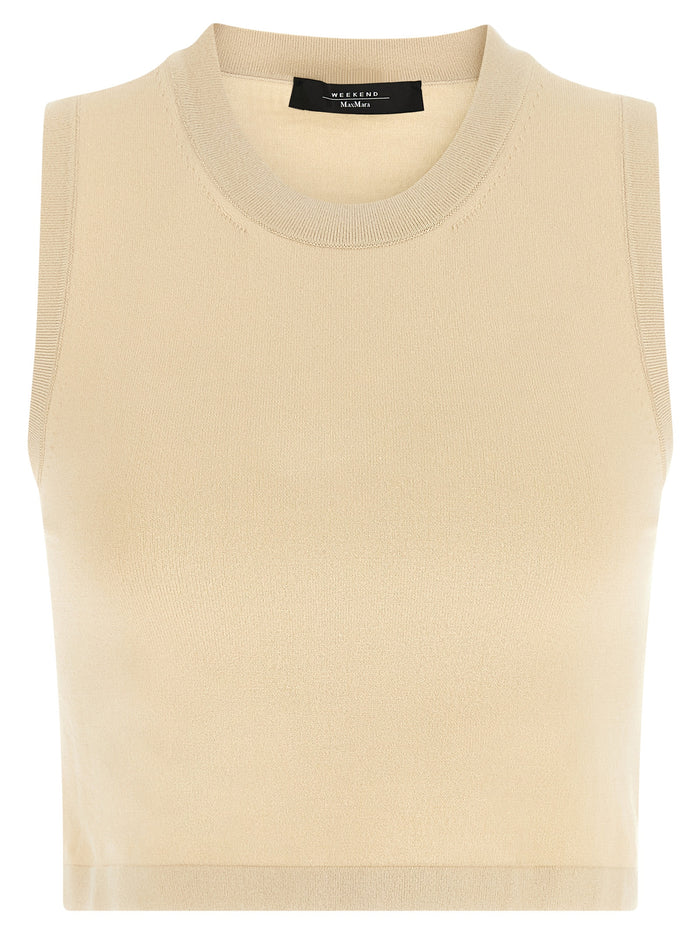 Max Mara 70% viscose tank top in beige