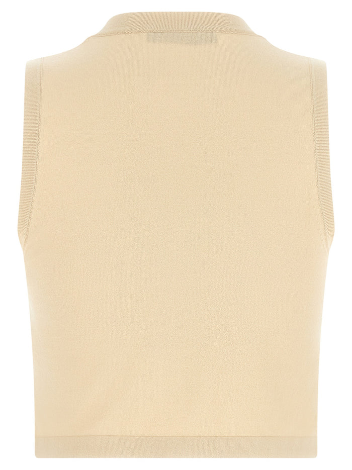 Max Mara 70% viscose tank top in beige — view 2