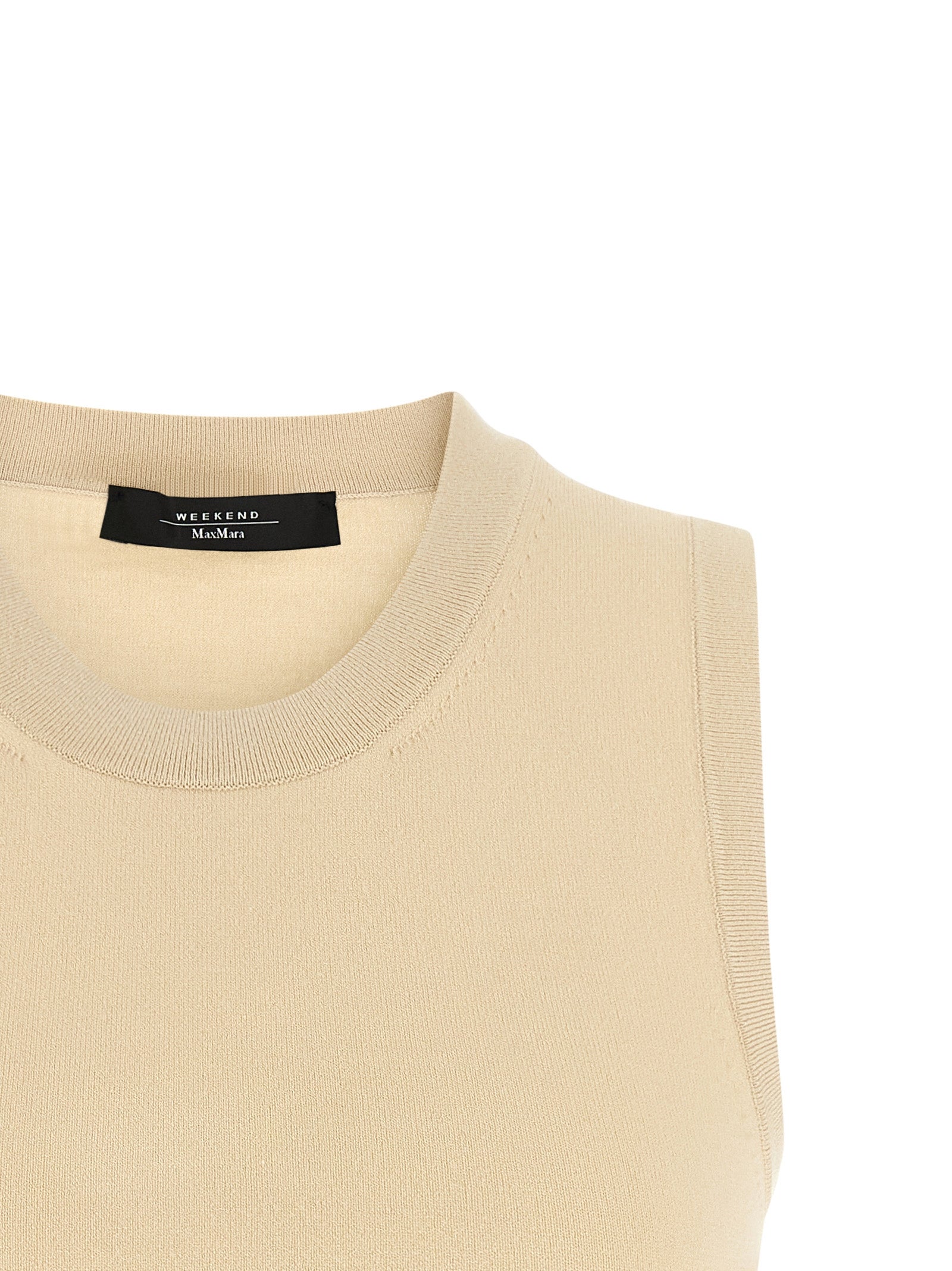 Max Mara 70% viscose tank top in beige — view 3