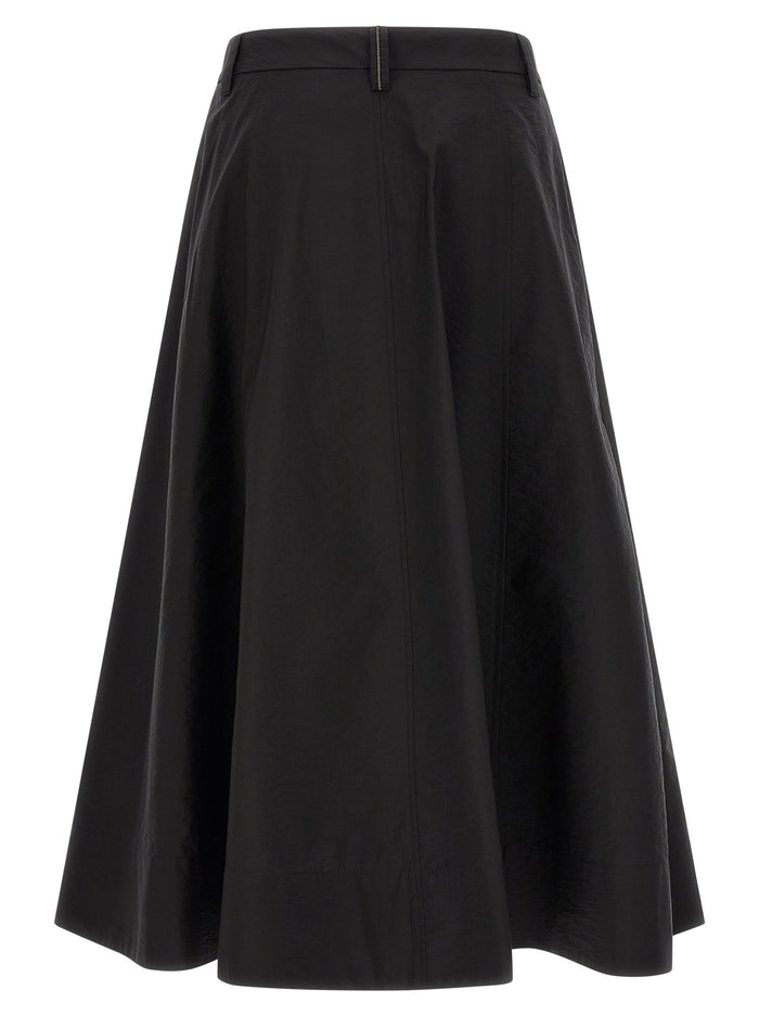 Brunello Cucinelli 75% cotton skirt in black — view 2