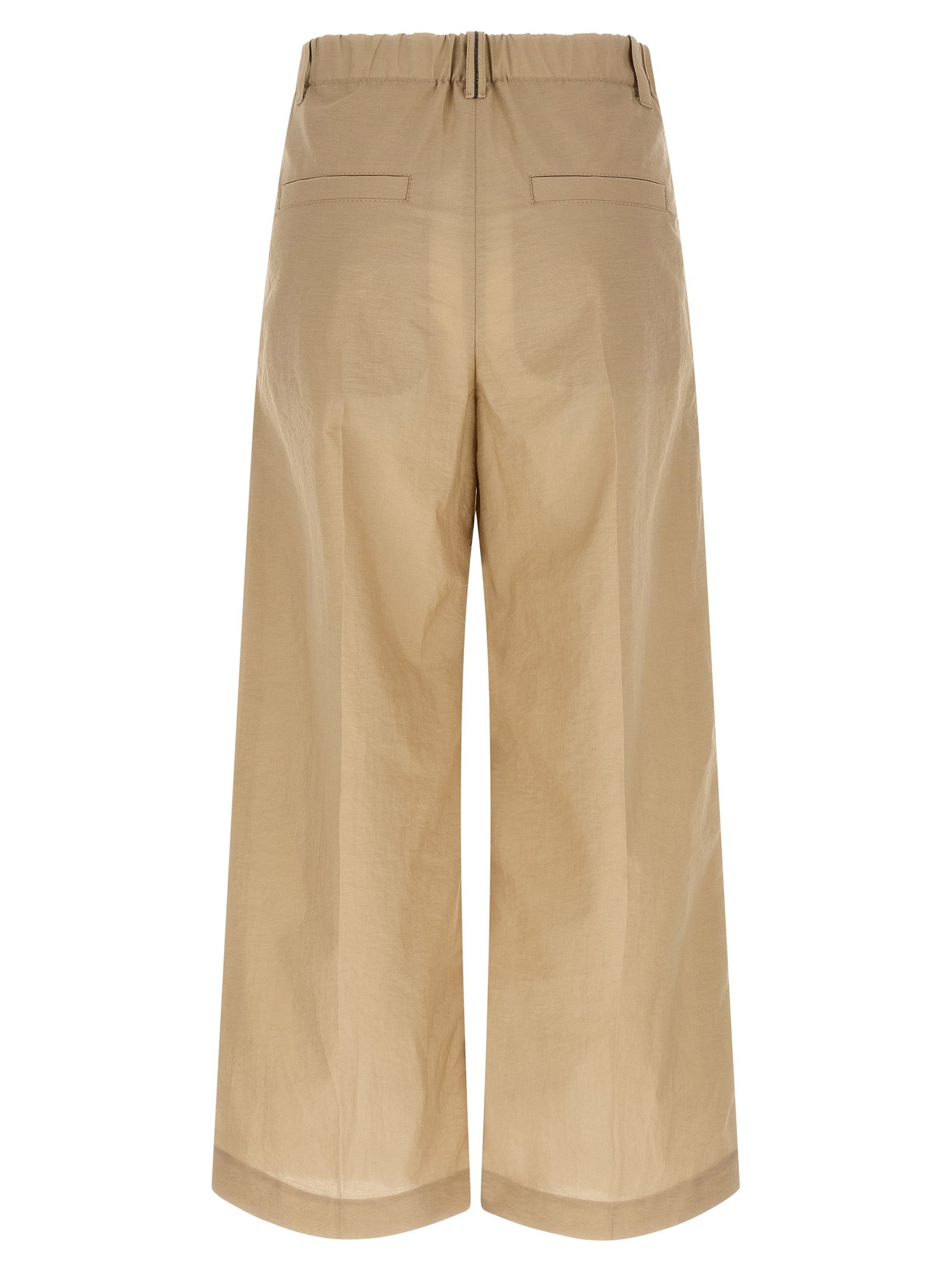 Brunello Cucinelli 75% cotton trousers in beige — view 2