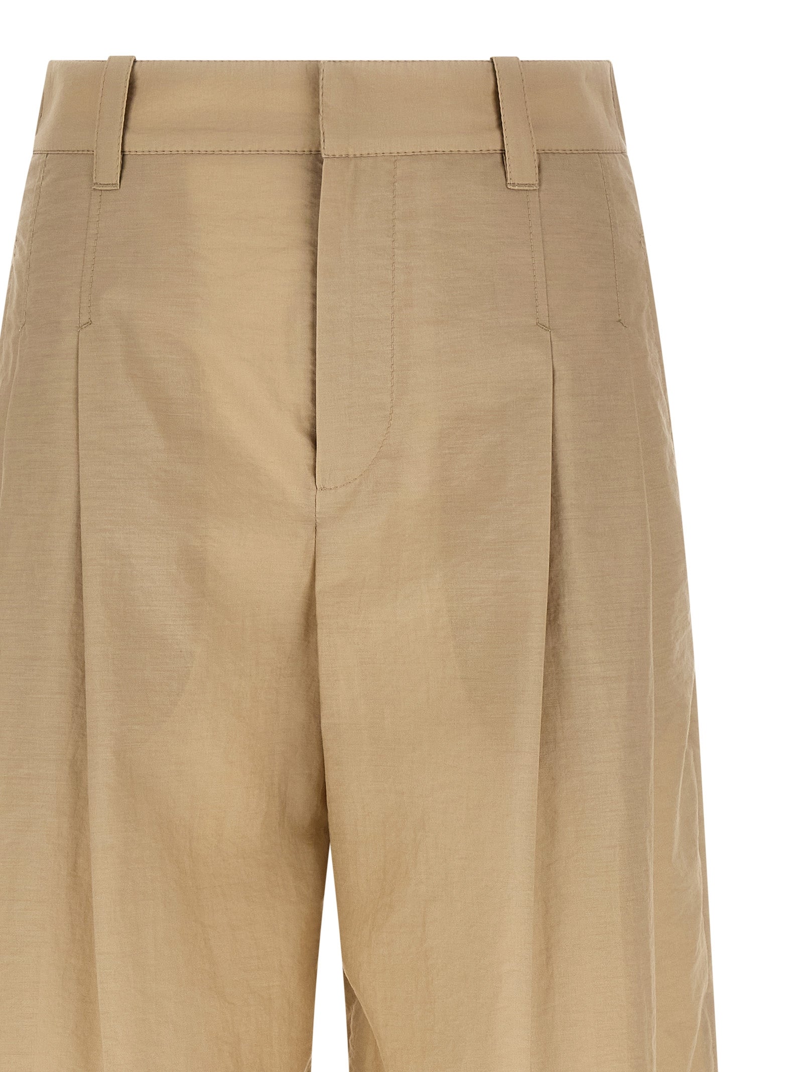 Brunello Cucinelli 75% cotton trousers in beige — view 3